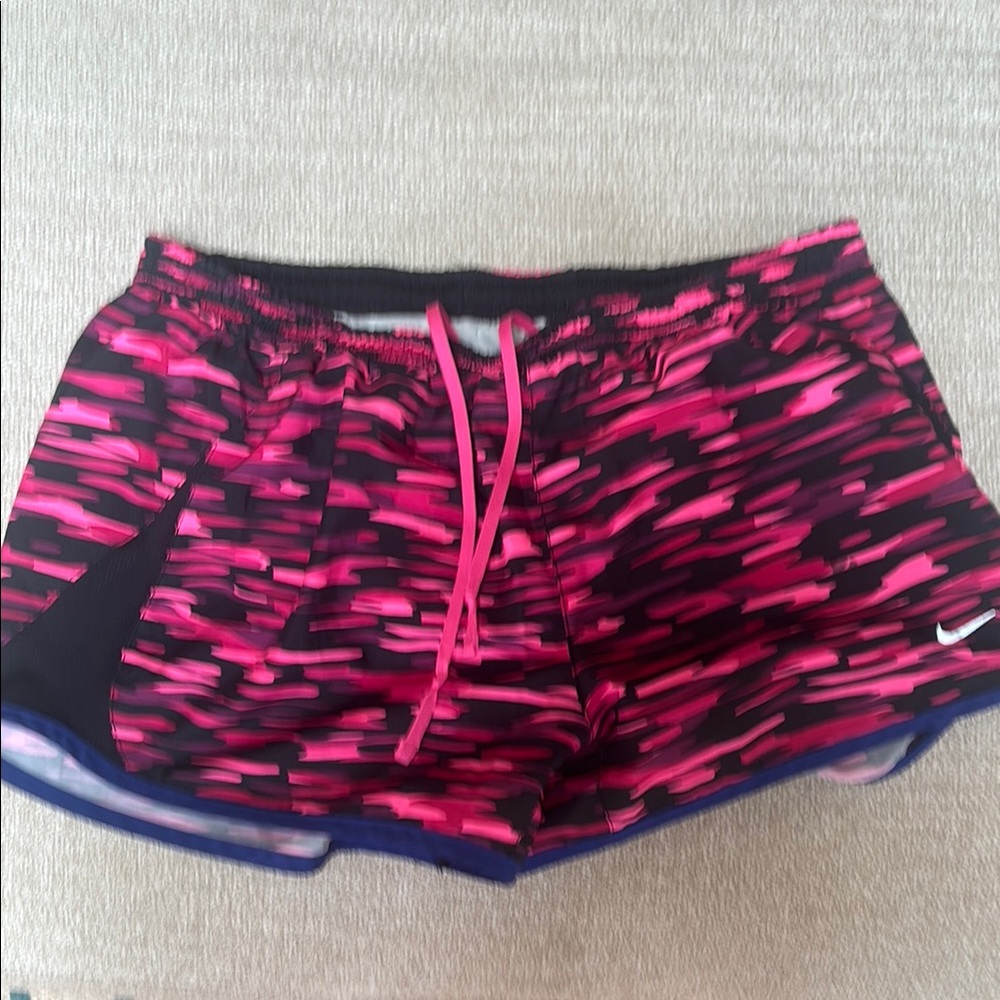 Nike Pink and Black Athletic Shorts with Dynamic Design